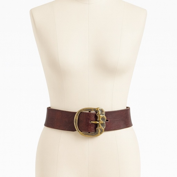 Accessories - Vintage Wide Burgundy Leather Solid brass buckle vintage belt